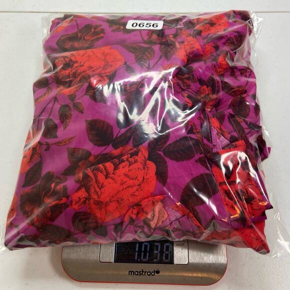 Abel The Label Maxi Dress Womens Medium Pink Red Floral Tiered Boho Off Shoulder - Picture 11 of 12